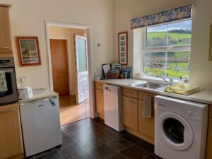 The kitchen showing window view